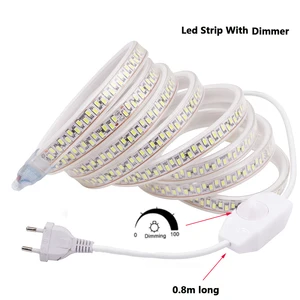 Dimmable 220В 5630SMD теплый белый светодиодный светильник с европейской вилкой светодиодный светильник 180 светодиодный sm 5M 10M 15M Открытый домашний декор струнный светильник