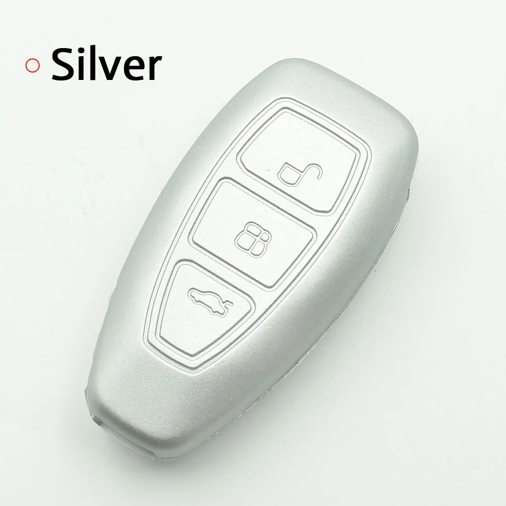 Силиконовый чехол для ключей от машины для Ford Focus 3 4 MK3 ST RS Kuga Escape Ecosport Fiesta 3 кнопки умный пульт дистанционного управления брелок Защитная крышка - Название цвета: Серебристый