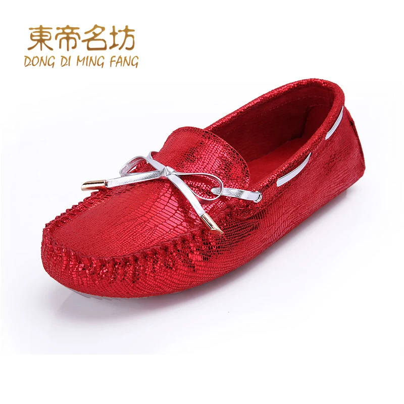 Новое Прибытие Кожа Квартиры Замшевые Мокасины Резиновая Подошва Бабочка Узел