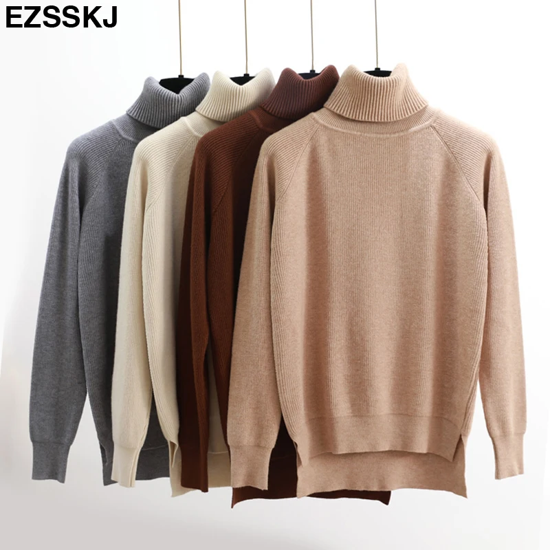 High Quality Turtleneck Sweater Women Winter thick Pullover Solid Knitted Tops for Autumn Female oversized | Женская одежда