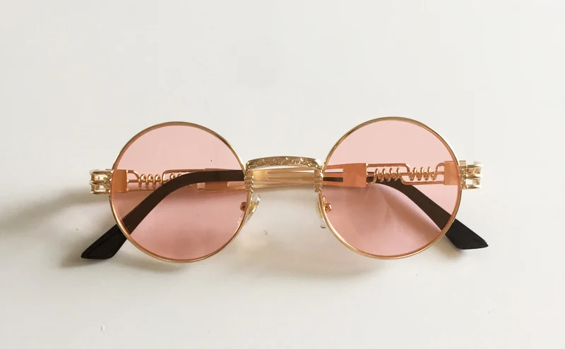 clear pink Peekaboo новые серебряные золотые металлические зеркальные маленькие круглые солнцезащитные очки мужские брендовые винтажные Круглые Солнцезащитные очки женские Дешевые Высококачественные УФ - Цвет линз: clear pink