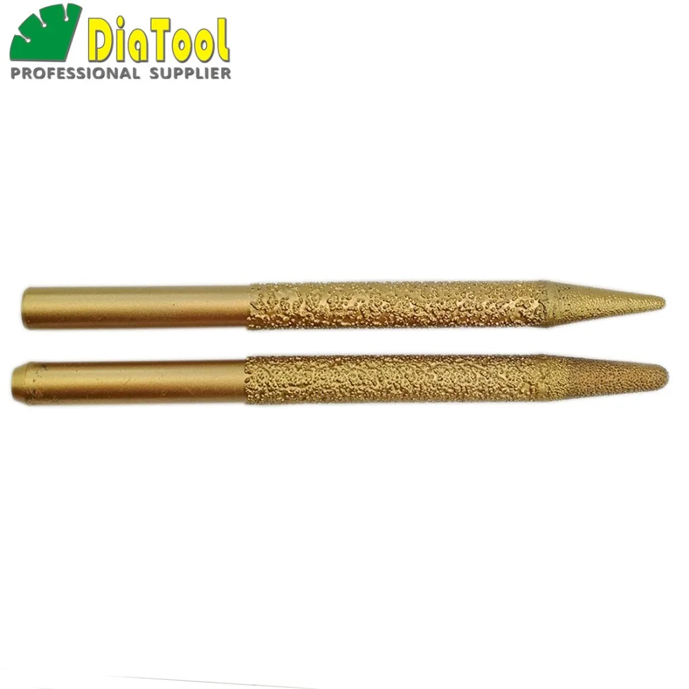 SHDIATOOL 2pcs CNC Vaccum Brazed Diamond Engraving Bits With Different Ends Cutter Carving Tooling