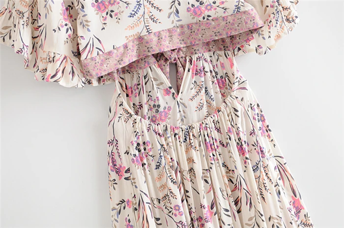 Boho шикарное летнее винтажное асимметричное женское платье с цветочным принтом Новая мода открытая спина с поясом пляжные платья Vestido Mujer