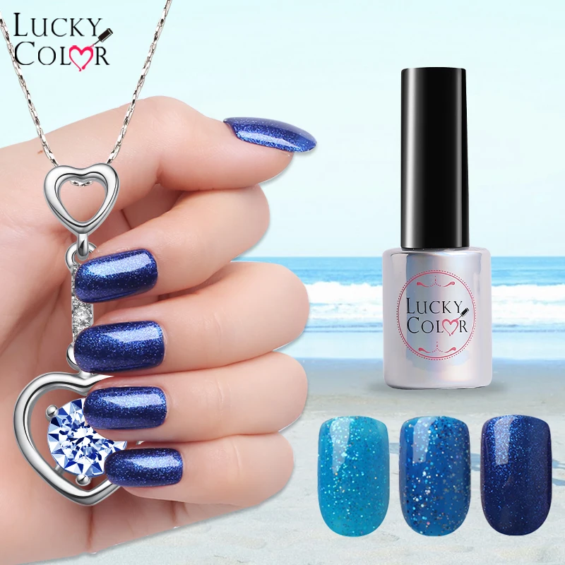 Lucky color Блестящий Голубой Алмазный УФ-Гель-лак для дизайна ногтей Гель-лак