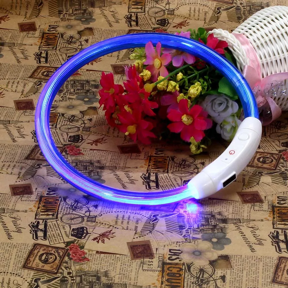 Ошейник для собак Перезаряжаемый USB Водонепроницаемый светодиодный мигающий
