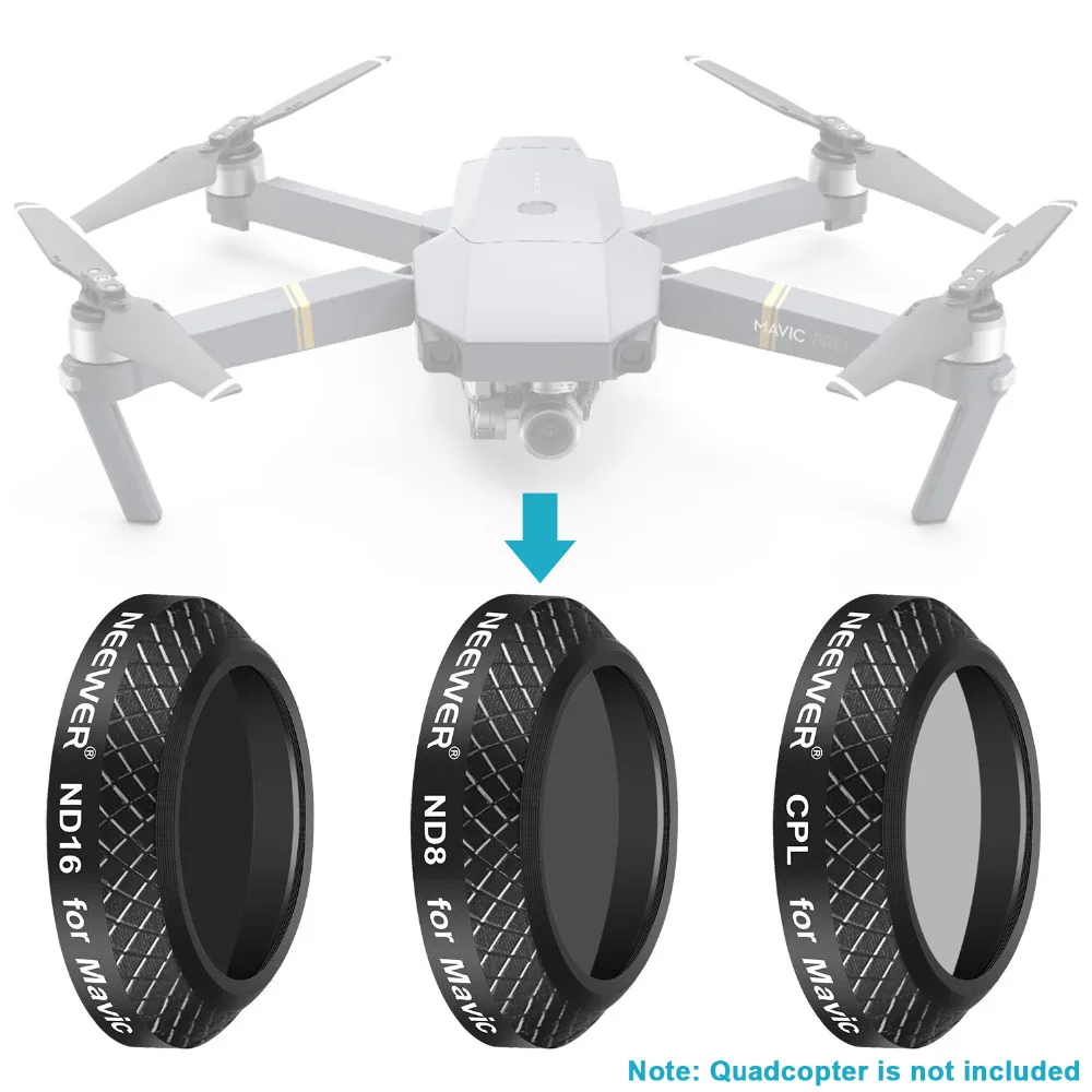 Neewer Комплект фильтров из 3 предметов для DJI Mavic Pro Drone Quadcopter CPL ND8 ND16 фильтры