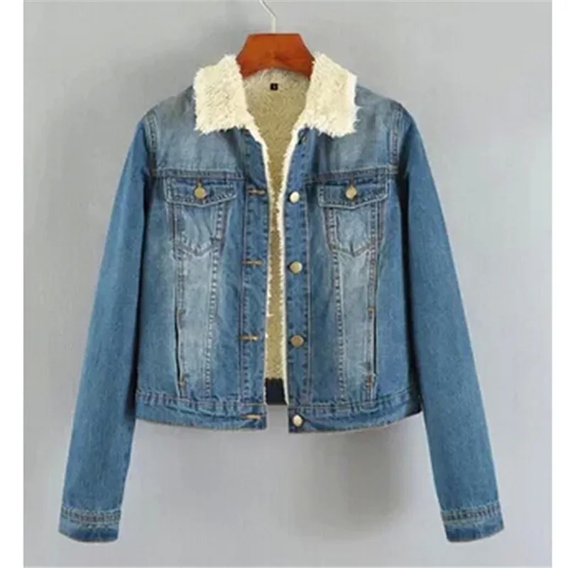 Новое поступление 2016 джинсовые куртки для женщин флисовое тонкое осеннее пальто