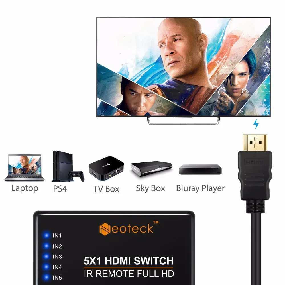 LiNKFOR 5 Порты и разъёмы совместимому с HDMI переключатель Splitter видео ИК-пультом