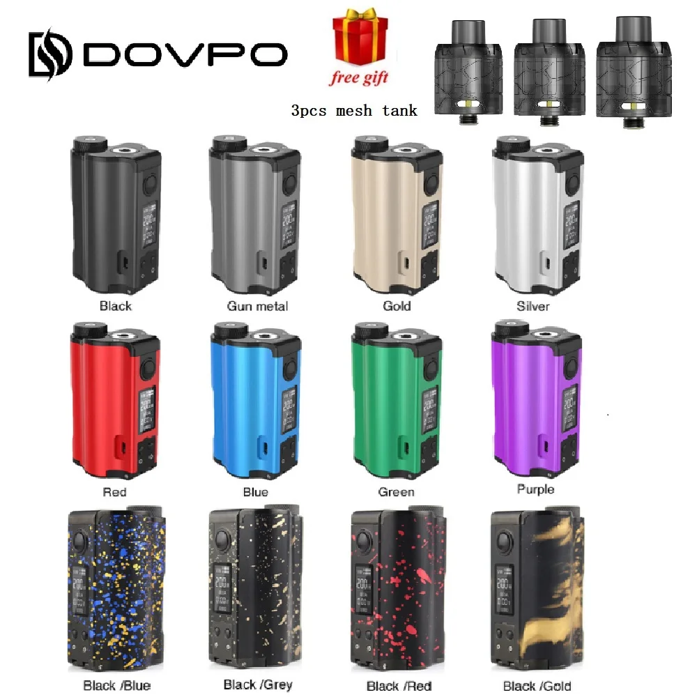 Оригинальный двойной топ-мод DOVPO 200 Вт заправка TC Squonk MOD с бутылкой 10 мл