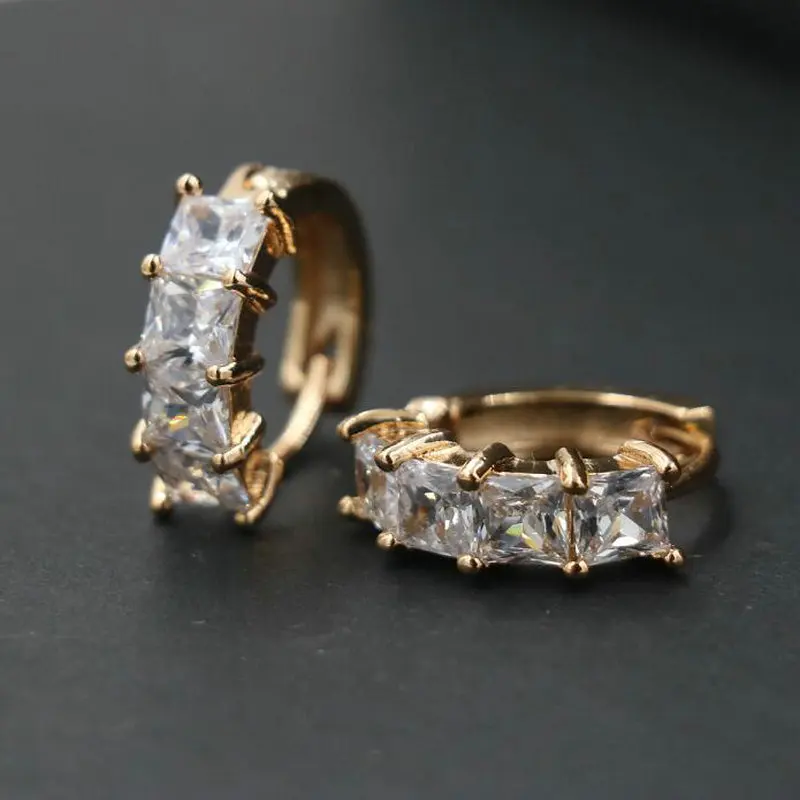 BPPCCR Romantic Classic Gold Color Shining Crystal Hoop Earrings For Women Free Shipping Zircon Pendientes brincos | Украшения и