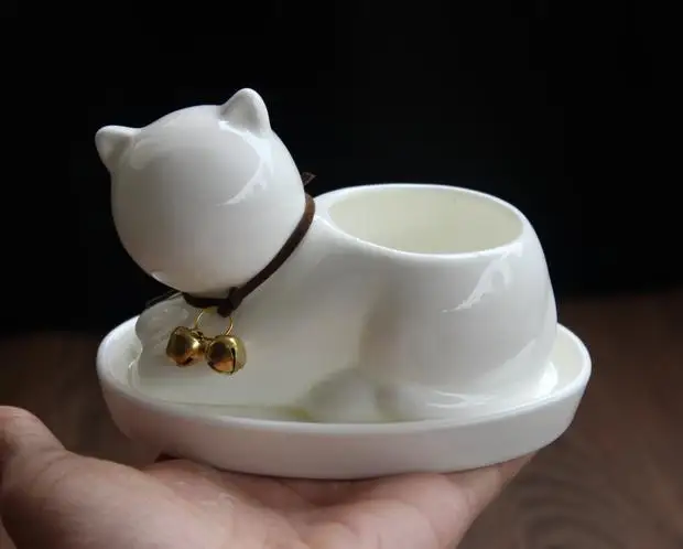 1 шт. керамический плантатор с мультяшным котом для суккулентов настольный