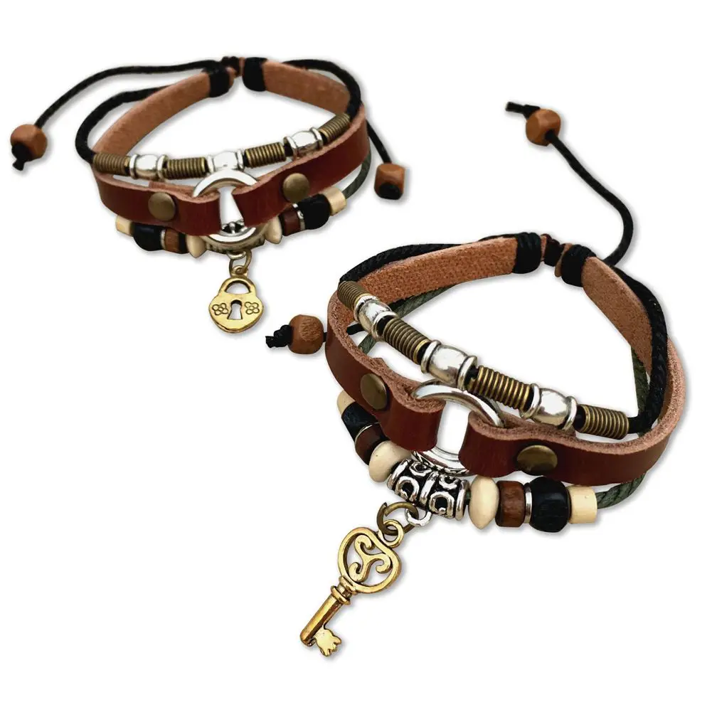 Кожаный браслет с замком и ключом для влюбленных дружбы|couple bracelets leather|bracelet