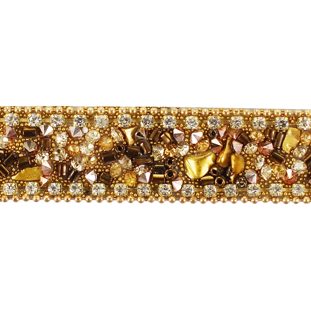 10yards Brown Gold Hot fix Rhinestones Trim Chain Crystal Iron on Applique Trimming for Collars Sewing Accessories T2762 | Дом и сад