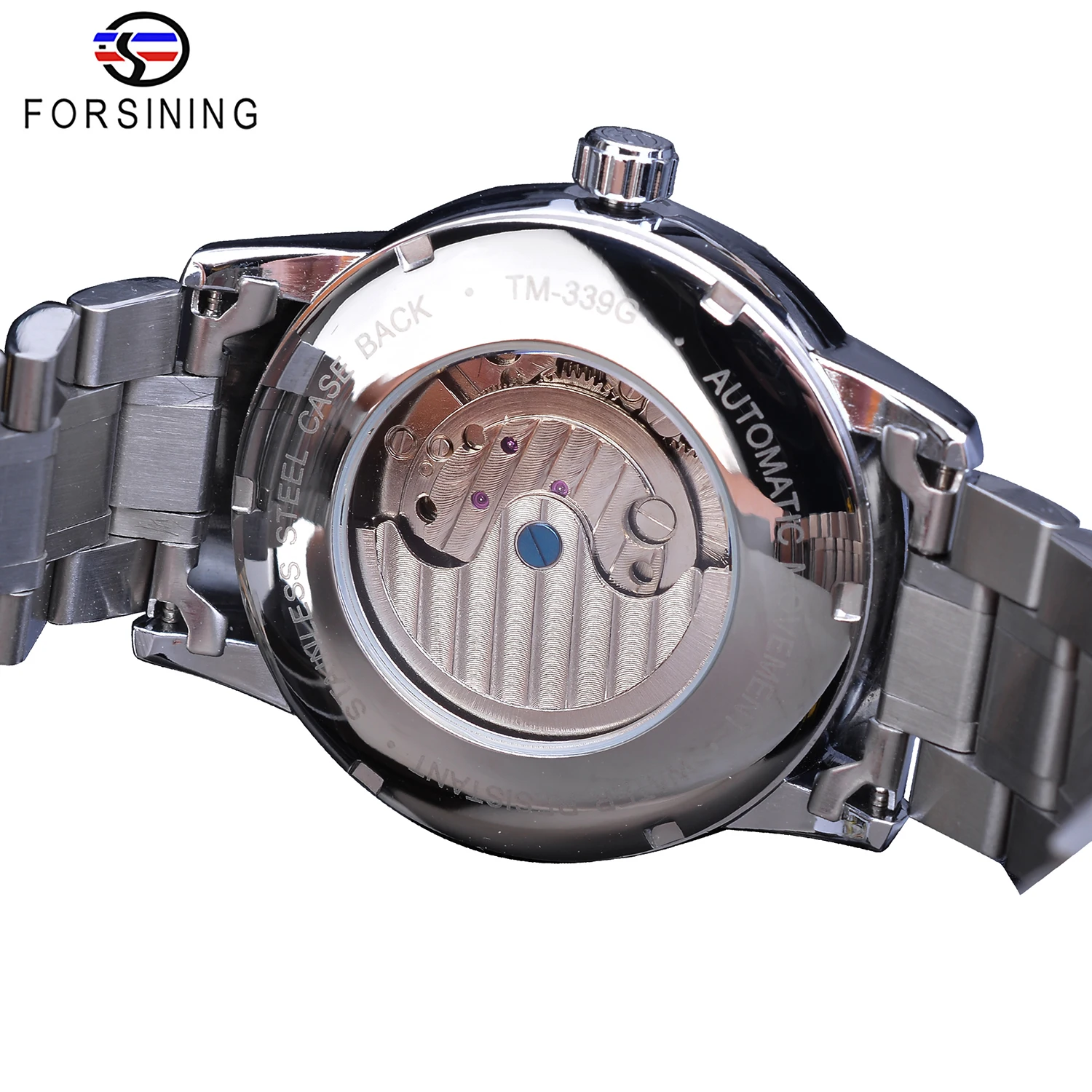 Forsining Blue Moon Phase автоматические мужские часы, деловые часы, повседневные, стальной ремешок, водонепроницаемые, спортивные, механические, Relogio Masculino