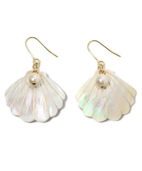 2 шт. большие серьги свежий морской праздник стиль ракушка с жемчугом гвоздики