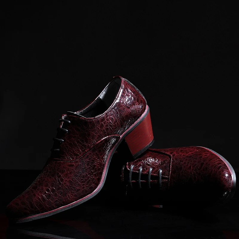 2019 Роскошные Мужские модельные свадебные туфли из крокодиловой кожи на высоком