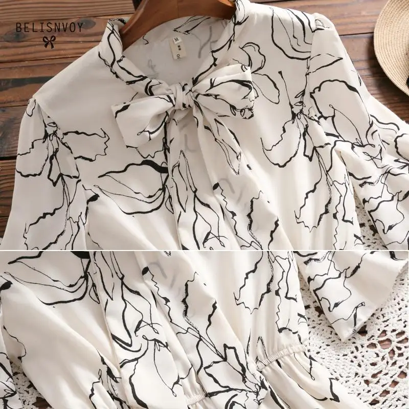

Mori Girl Sweet Summer Women Dresses Bow Collar Floral Printed Vintage Chiffon Dress Flare Sleeve Elegant Femininos Vestidos