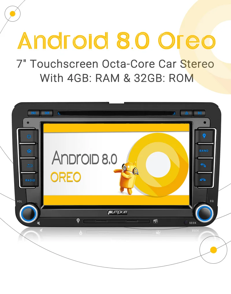 Pumpkin 2 Din 7 ''Android 8 0 автомобильный Радио dvd плеер GPS навигация для VW/Skoda/Seat/Golf Car DVR 4
