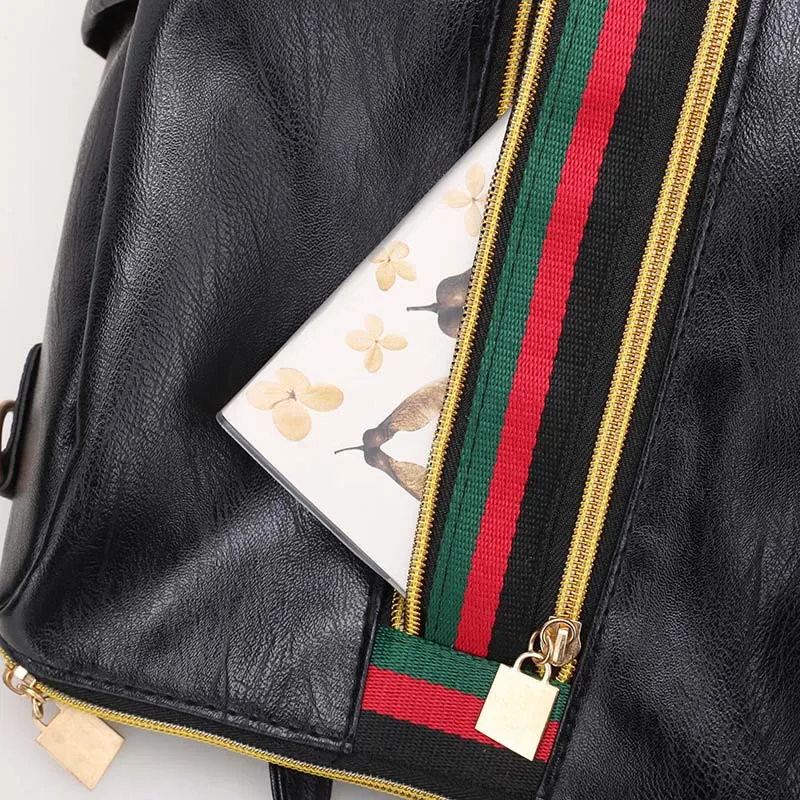 Тренд женские рюкзаки сумка повседневная в полоску на молнии женская модная