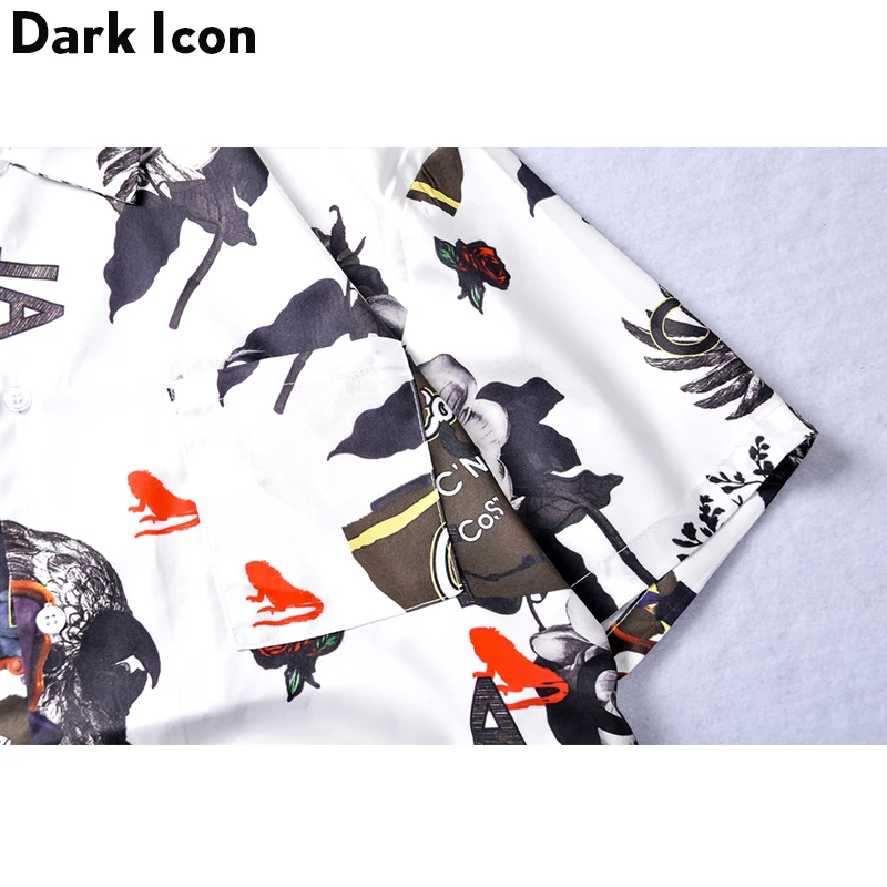 Мужская рубашка с коротким рукавом Dark Icon летняя в стиле хип-хоп передним карманом