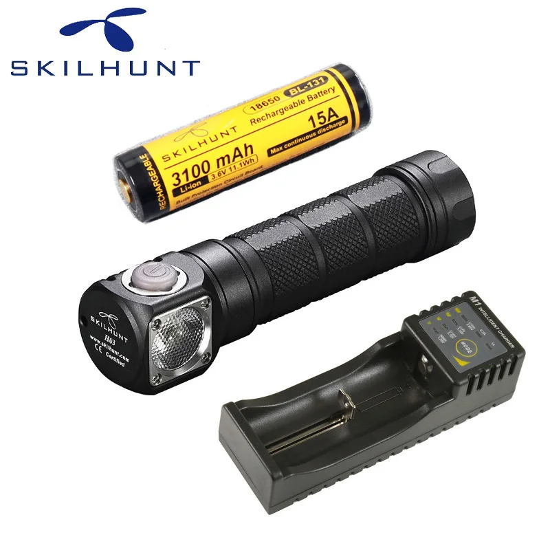 With BL-131 and M1 Skilhunt H03 Led fashlight Lampe Frontale Cree XML1200Lm фонарик для охоты, рыбалки, кемпинга+ повязка на голову+ аккумулятор+ зарядное устройство - Испускаемый цвет: With BL-131 and M1