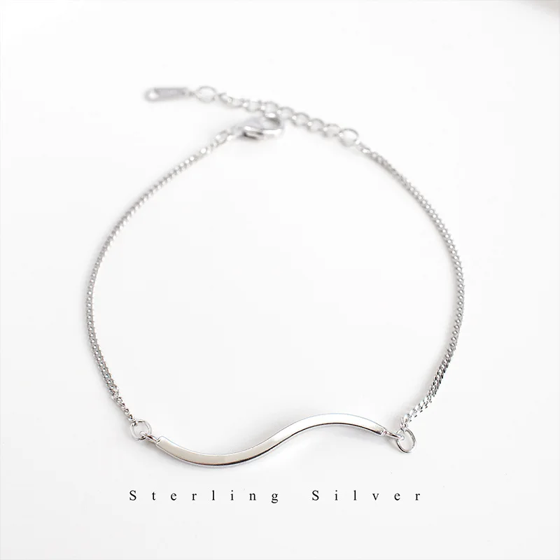 Шикарный тонкий 1 шт. минималистичный аутентичный браслет из серебра 925 пробы