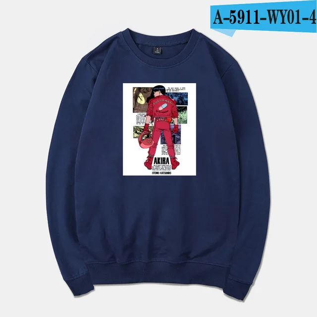 navy blue Акира аниме фильм Повседневный Свободный пуловер с капюшоном толстовки мужские толстовки с принтом толстовки женские размера плюс 4XL спортивный костюм топы - Цвет: navy blue