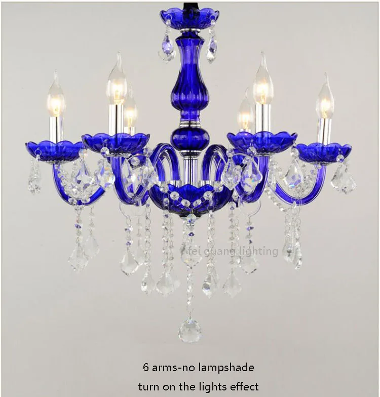 Детская комната Синяя хрустальная люстра бар кофейня Декор лампа de cristal lustre