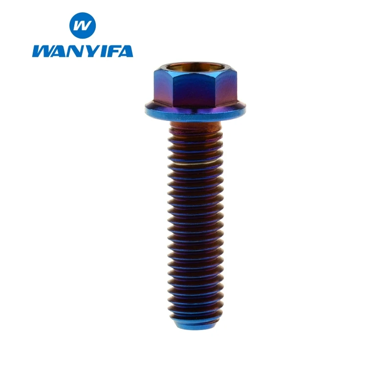 M8x30 Blue Wanyifa M8x15 20 25 30 35, 40 45 50 55 60 65 мм с коротким фланцем Головкой Винт С Титановым болтом для дисковые велосипедные тормозные цвета: золотистый, голубой цвет - Цвет: M8x30 Blue