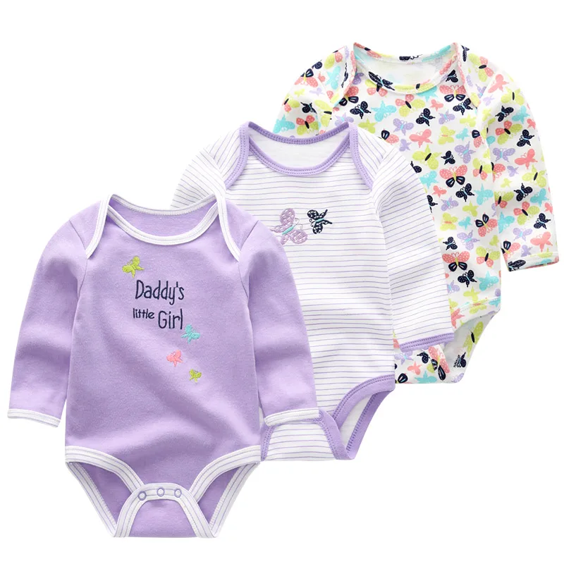 3 шт./лот хлопковое трико для новорожденных одежда с длинными рукавами маленьких