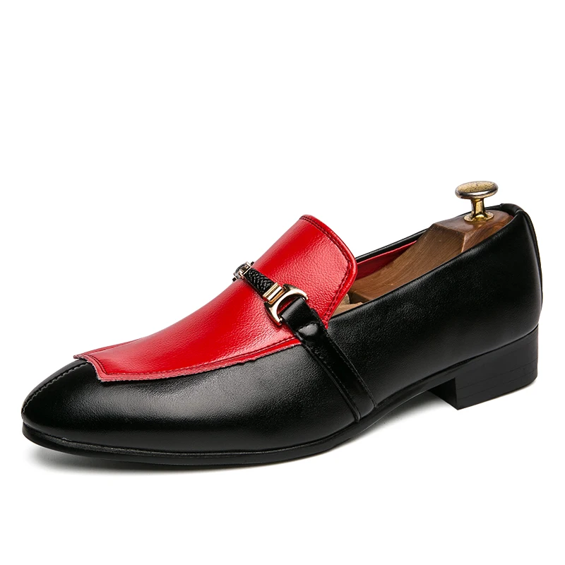 Black Red Мужские модельные туфли; желтые оксфорды; Мужские модельные туфли; модная мужская обувь для вечеринок; Новинка; Модные Мужские модельные туфли в итальянском стиле - Цвет: Black Red