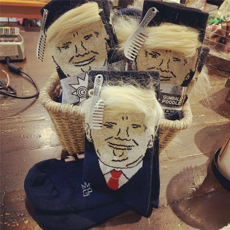 1 пара Дональд Трамп на резиновой подошве для маленьких детей; носки 3D накладные волосы нескользящих носочков