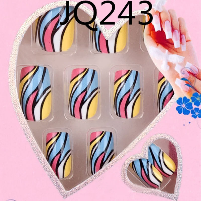 24 шт дизайн ногтей подделка Французский на весь ноготь Искусство стикер блеск