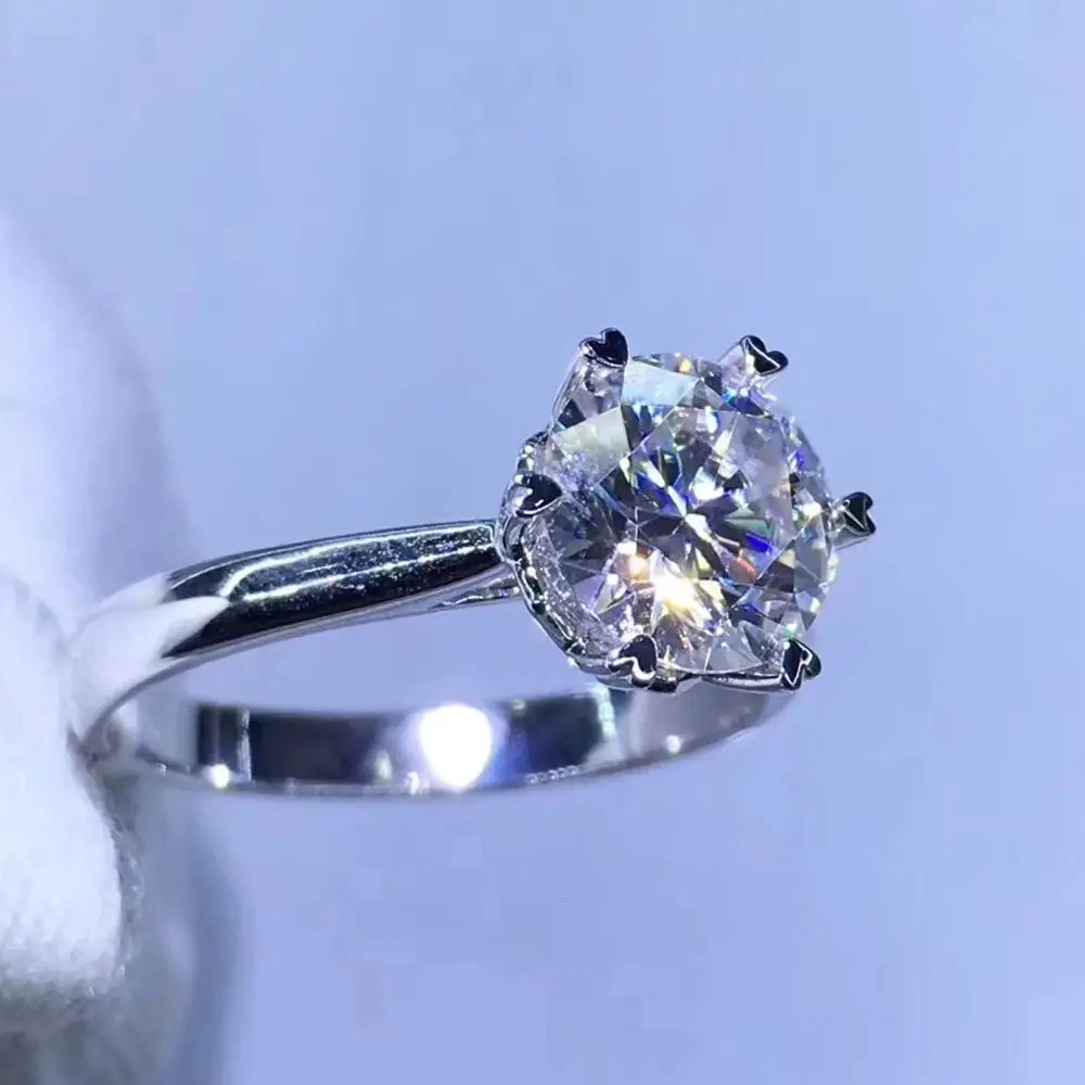 Серебряное кольцо Moissanite 1ct D VVS роскошное свадебное кольцо Moissanite для женщин