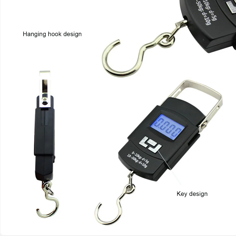 Scale Hook Fish Weight Mini Hanging Pocket Portable 50kg LCD Digital Luggage Weighing Fishing Electron|luggage weight scale|digital scale