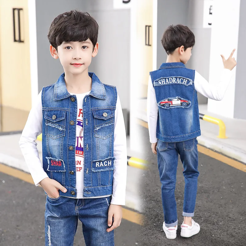 Boys Fashion Denim Vests Autumn Children Casual Cowboy Waistcoats Child Girls Jeans Outdoor Vest Waistcoat