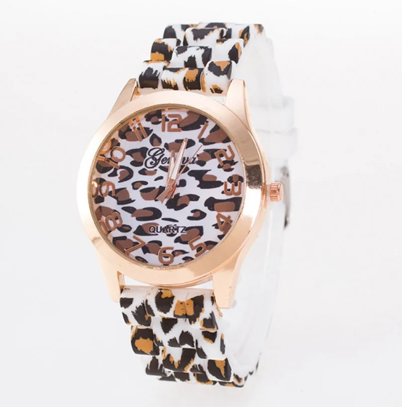 Модные часы унисекс Geneva Leopard силиконовые желеобразные Кварцевые аналоговые