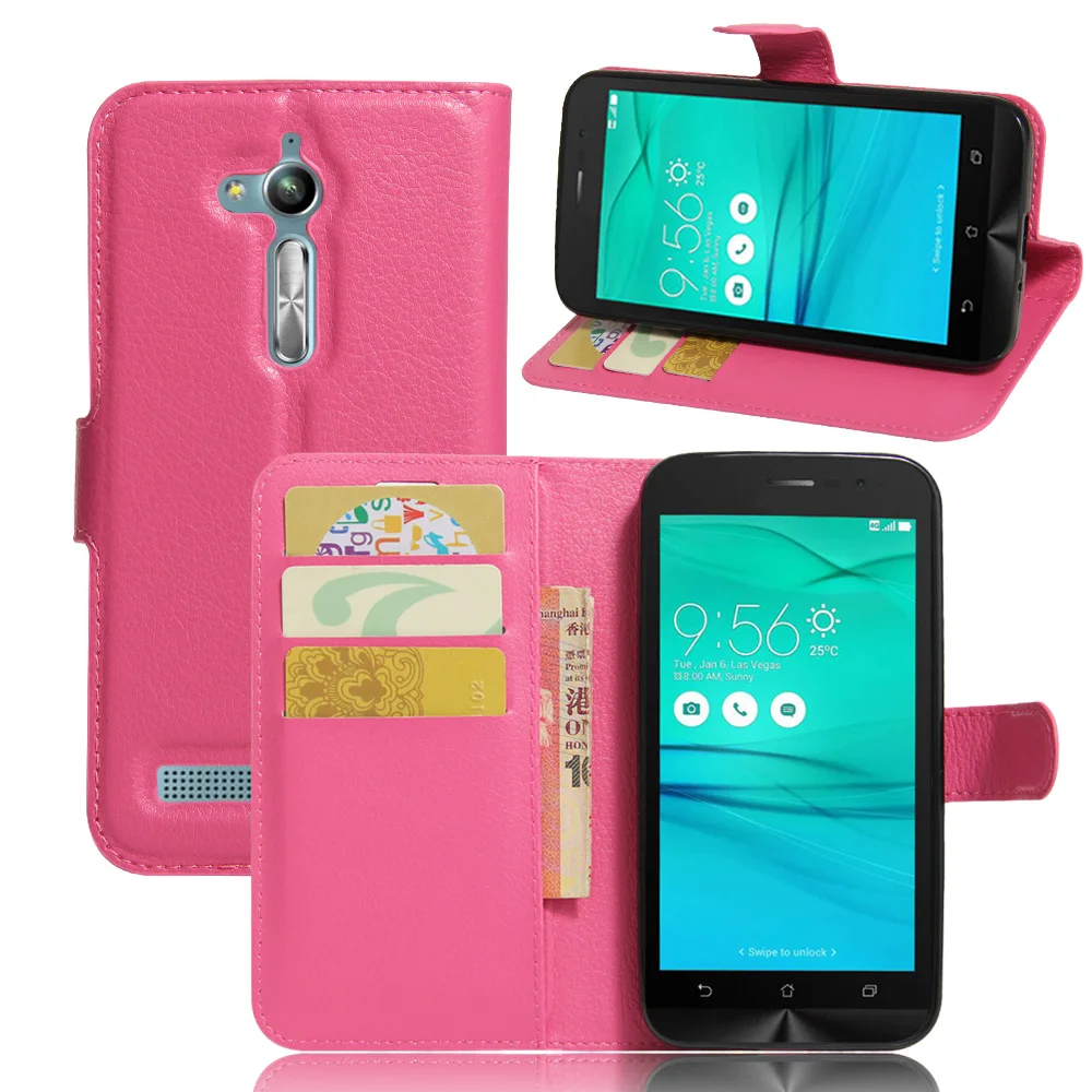 Luxury High Quality PU Leather Case for ASUS Zenfone Go ZB500KL/ZB500KG Cover With Credit Card Holder Stand Function | Мобильные