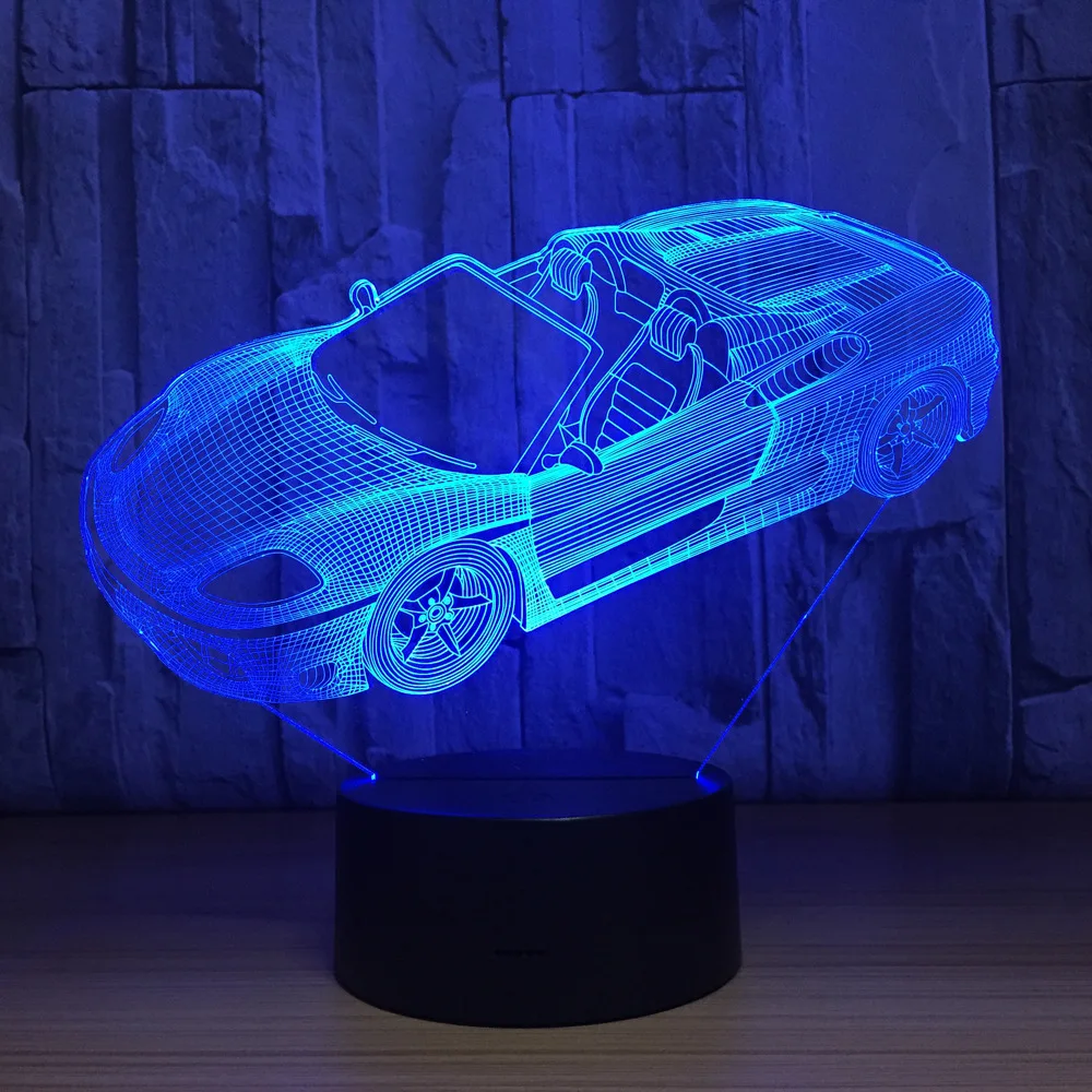 Роскошный супер спортивный автомобиль 7 цветов лампа 3d визуальные Светодиодные