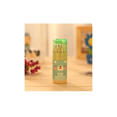 green 12 шт./компл. Kawaii с рисунком милого мишки деревянный набор цветных карандашей цветные деревянные карандаши для детей школьного возраста, в стиле граффити живопись Papeleria sl1165 - Цвет: green