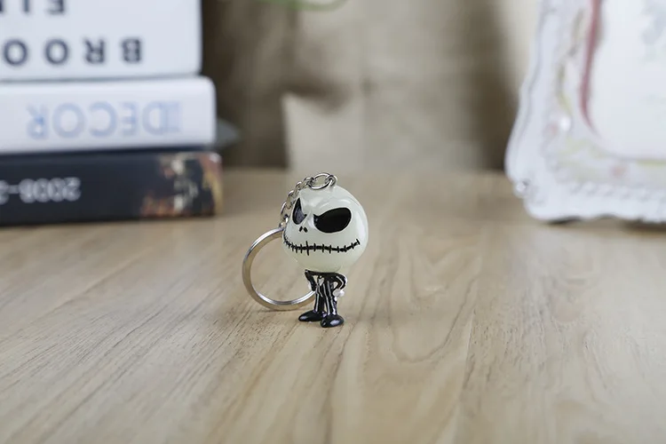 3D Кошмар перед Рождеством Джек Скеллингтон брелок для ключей вешалка голова светится в темноте