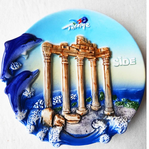 Decorative Dishes Ceramic Decor for Background Wall hand-painted Tourist Souvenir European style tourist souvenir ornament - Цвет: side