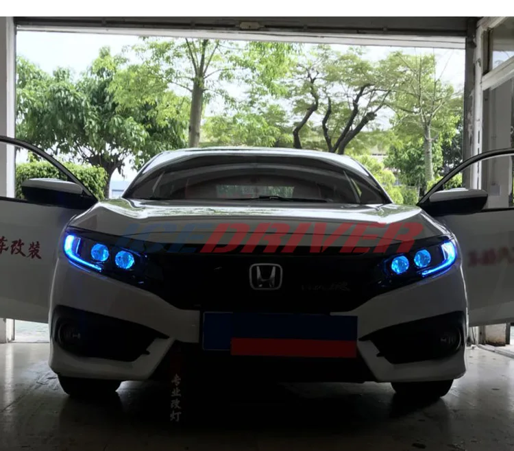 Icedriver для Honda Civic DRL RGB многоцветный светодиодный щит десятое поколение дневных ходовых огней красный синий Демон освещение для глаз лампа