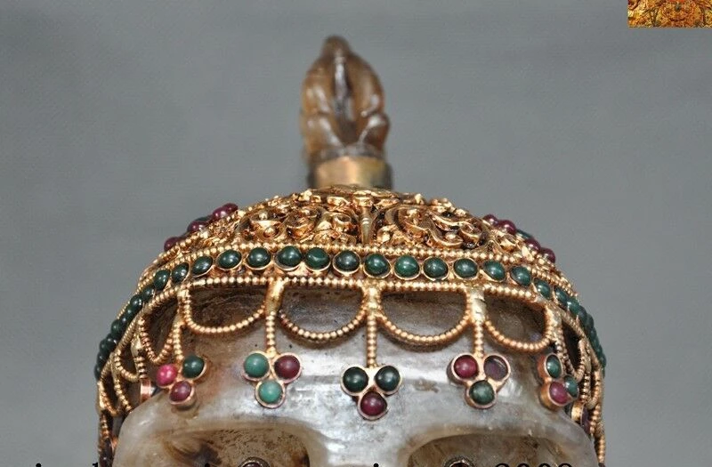 Редкий Тибетский натуральный кристалл серебро 24 k Золотая инкрустация
