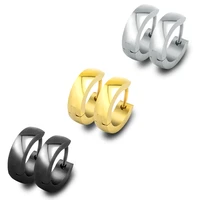 black gold color huggies hoop earrings for man stainless steel small hoop earrings for women circle round earrings creoles binco