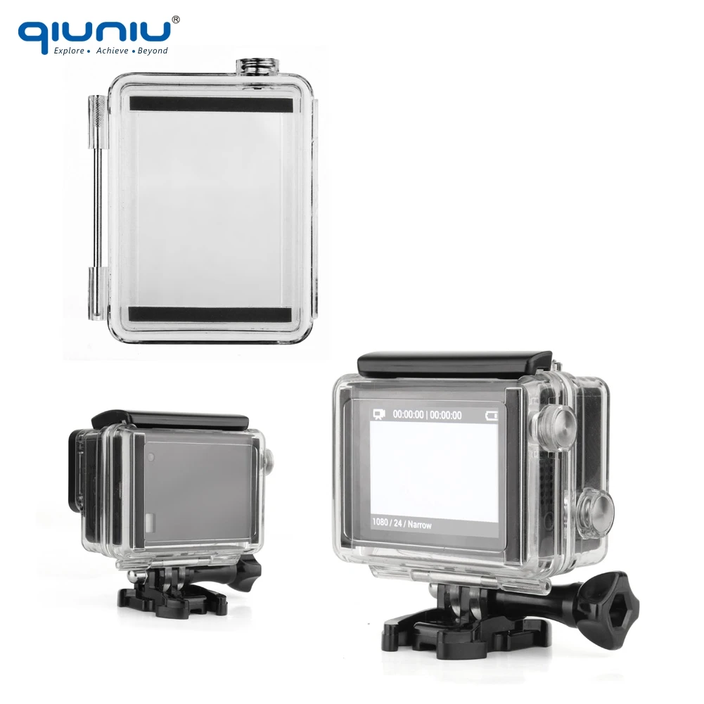 QIUNIU для GoPro Hero 4 3 + чехол в 1 задней двери BacPac Стандартный Скелет сенсорный Набор
