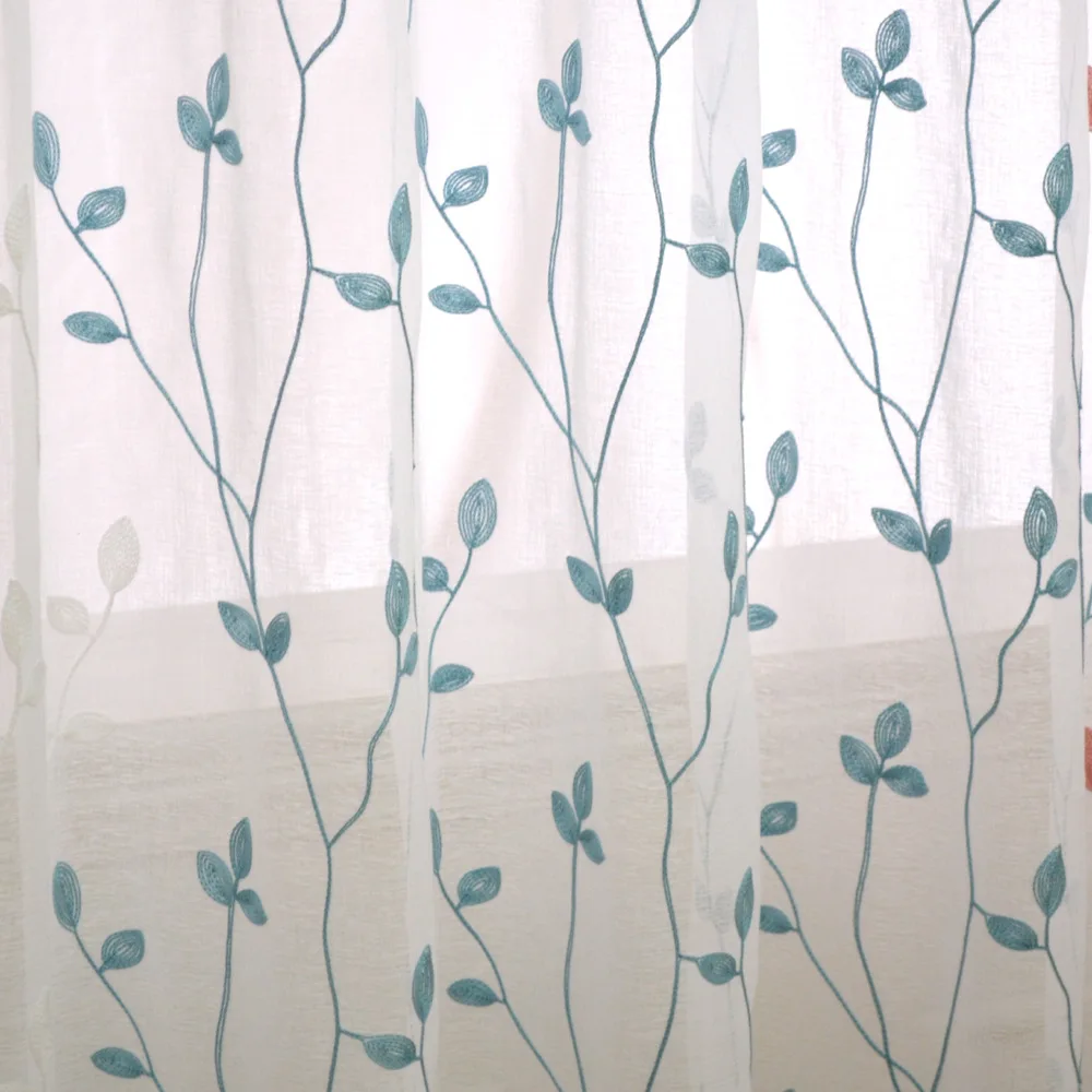 Занавески с вышивкой в виде листьев для гостиной s белые прозрачные тюлевые