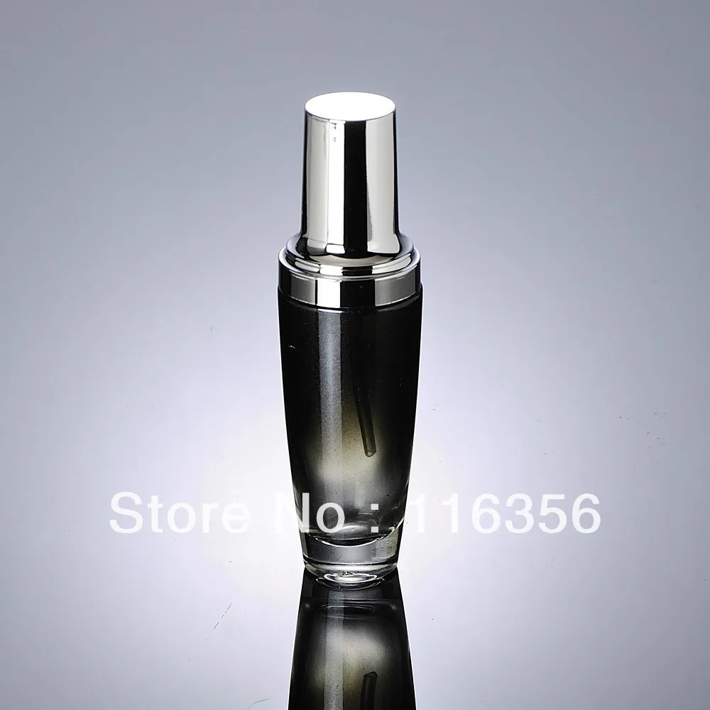 50 мл черная стеклянная бутылка для лосьона с серебряным насосом косметической