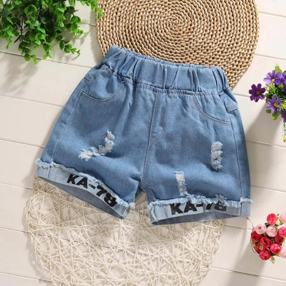 Брюки для девочек От 2 до 15 лет детские джинсы Детские короткие штаны популярные