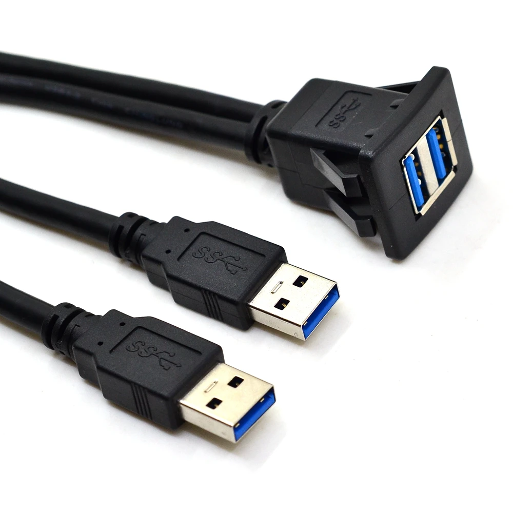 1 м двойной квадратный удлинитель USB 3 0 для автомобиля с утапливаемым креплением